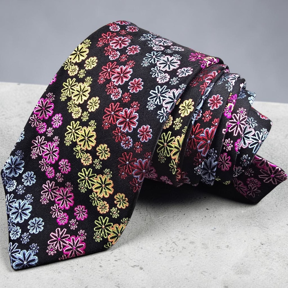 Robert Talbott Nordstrom Mens Extra Long Silk Tie Black Multi Color Floral 65x4
